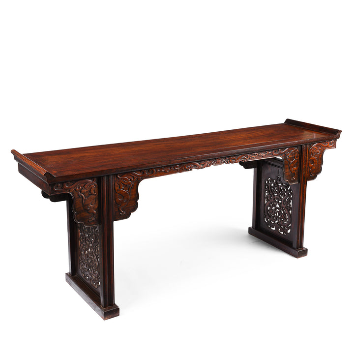 Angled View Of Reproduction Rosewood Altar Table | Indigo Antiques