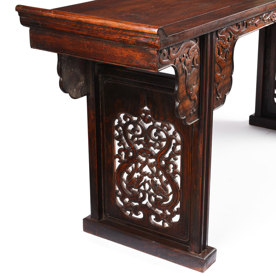 End Panel Detail From Reproduction Rosewood Altar Table | Indigo Antiques