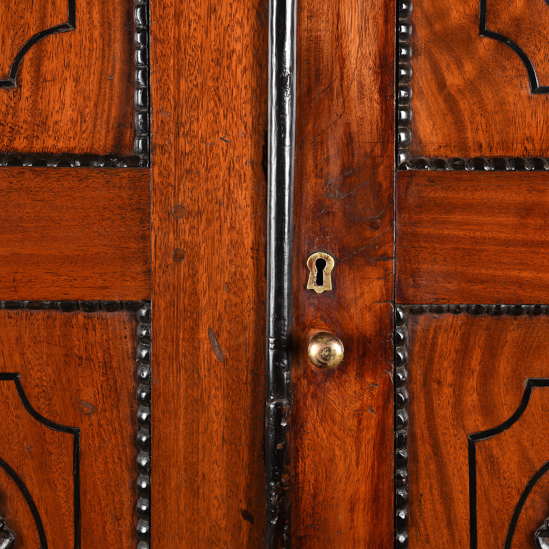 Detail From Antique Indo-Dutch Jackfruit & Ebony Cabinet From Ceylon/Sri-Lanka -19th Century