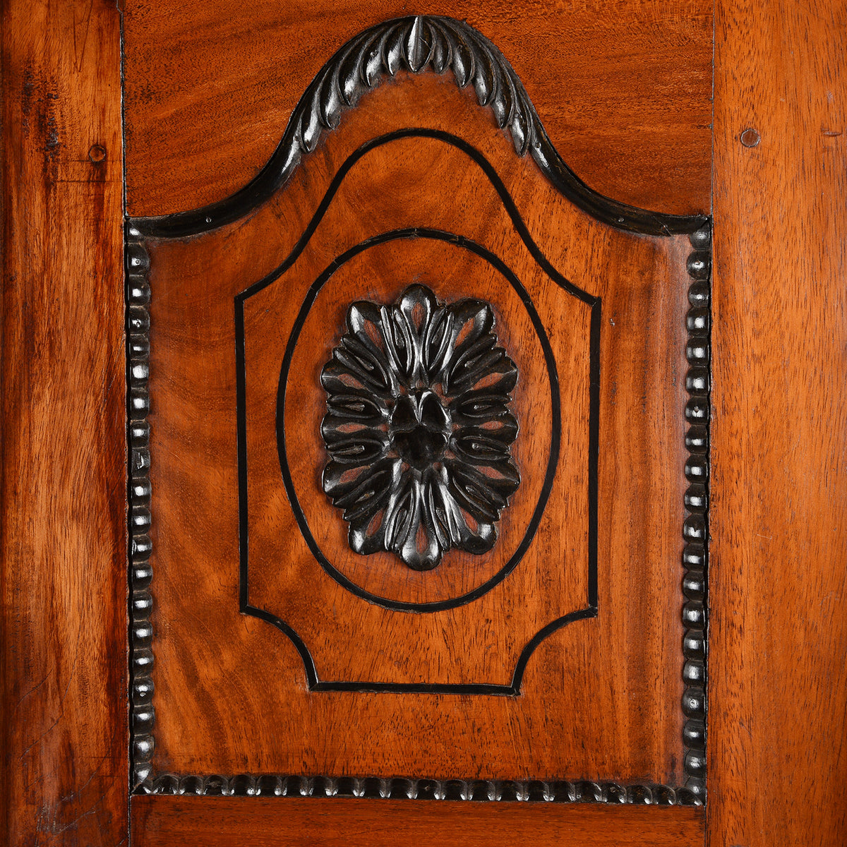 Detail From Antique Indo-Dutch Jackfruit &amp; Ebony Cabinet From Ceylon/Sri-Lanka -19th Century