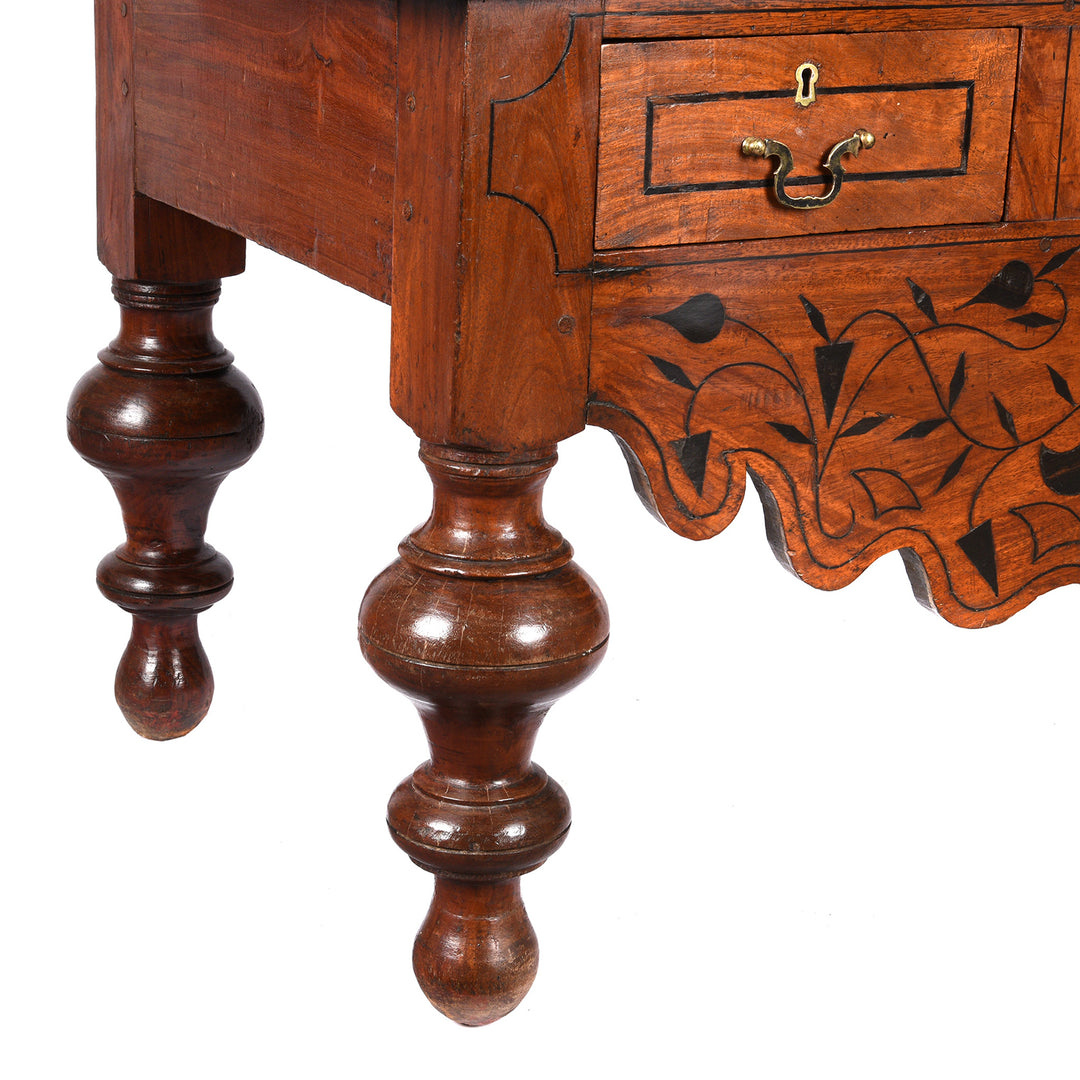 Legs Detail From Antique Indo-Dutch Jackfruit & Ebony Cabinet From Ceylon/Sri-Lanka -19th Century