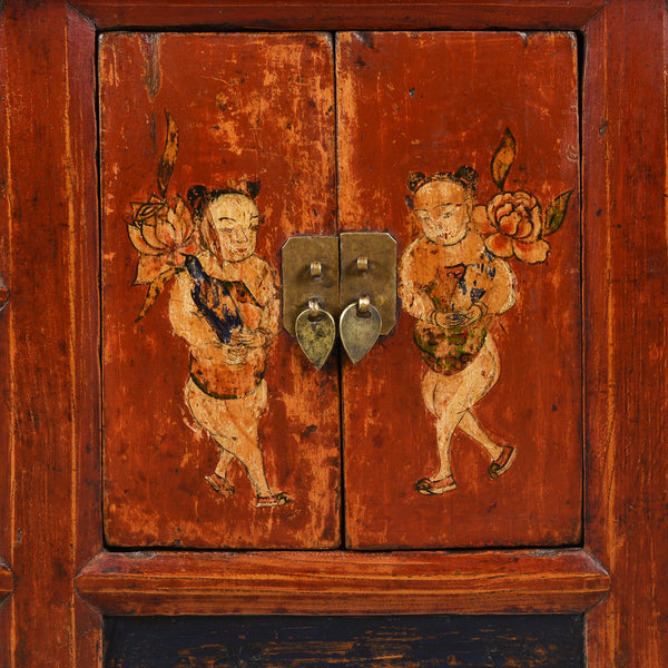 Painted Mongolian Kang Low Cabinet - Late 19thC