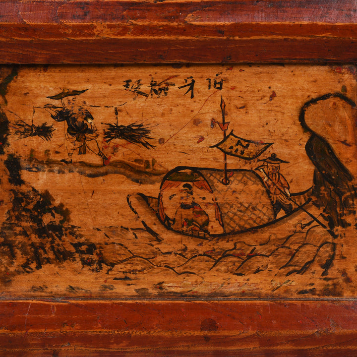 Painted Mongolian Kang Low Cabinet - Late 19thC