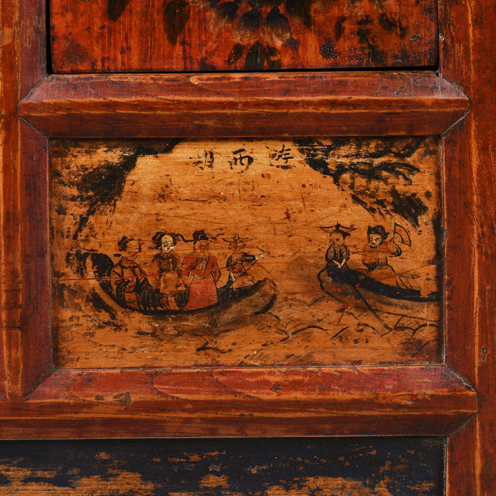 Painted Mongolian Kang Low Cabinet - Late 19thC