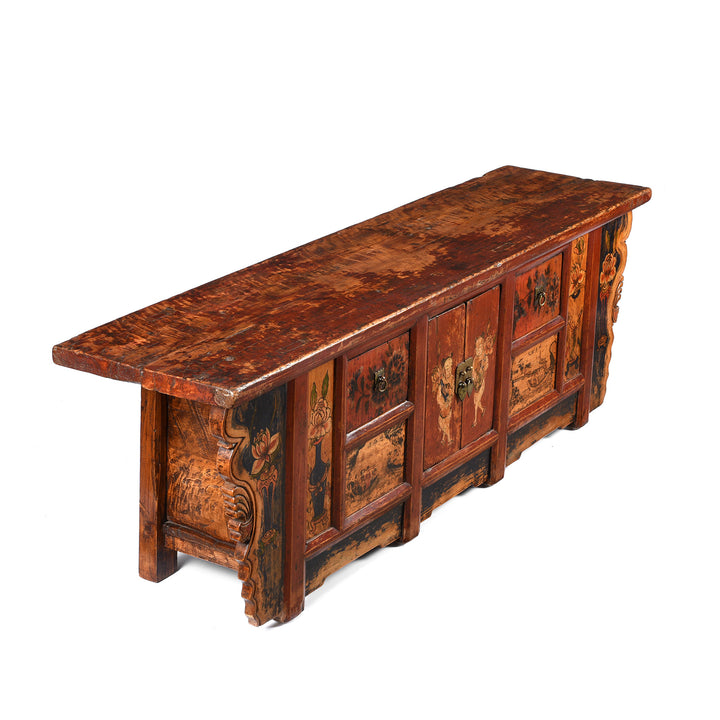 Painted Mongolian Kang Low Cabinet - Late 19thC