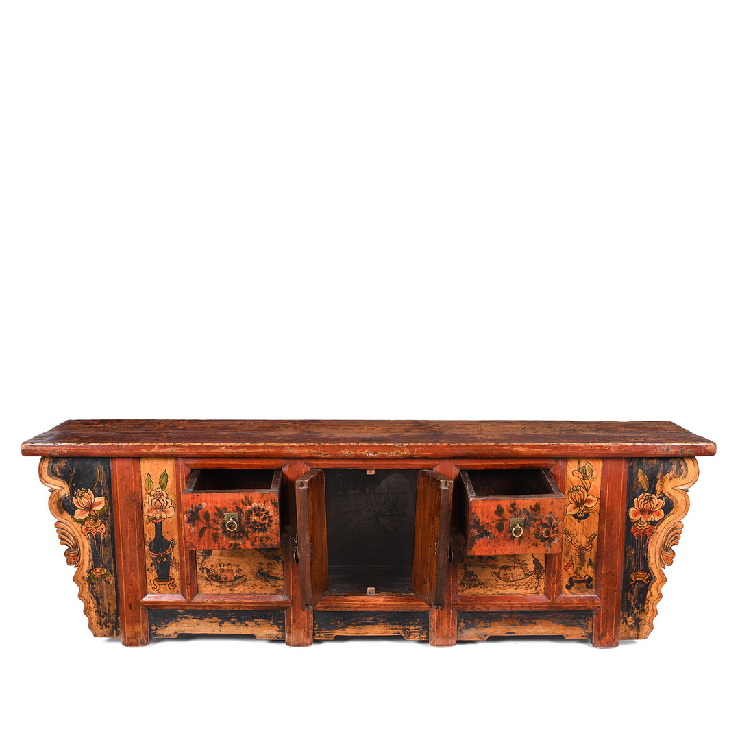 Painted Mongolian Kang Low Cabinet - Late 19thC