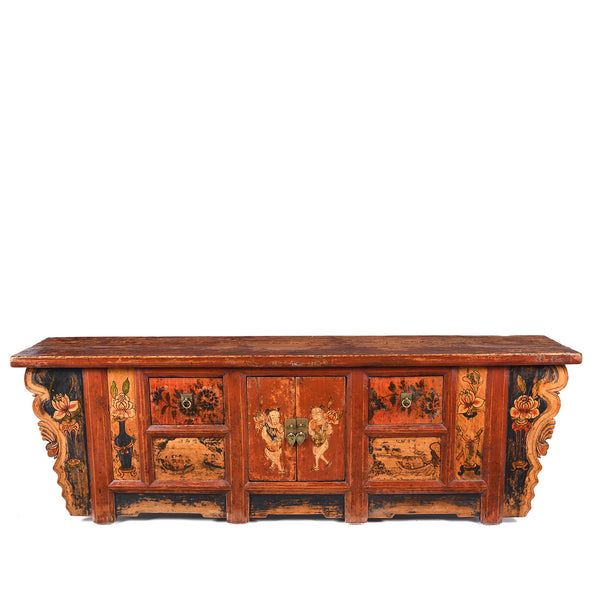 Painted Kang Cabinet From Mongolia - 19th Century Painted Kang Cabinet From Mongolia - 19th Century