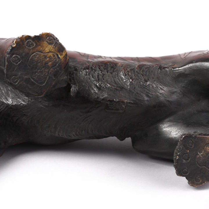 Makers Mark Detail From Antique Japanese Bronze Tiger Okimono - Meiji Era | Indigo Antiques