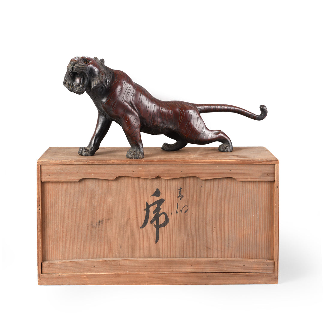 Box Detail From Antique Japanese Bronze Tiger Okimono - Meiji Era | Indigo Antiques