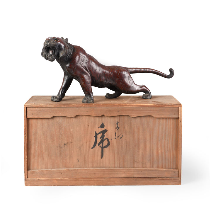 Box Detail From Antique Japanese Bronze Tiger Okimono - Meiji Era | Indigo Antiques
