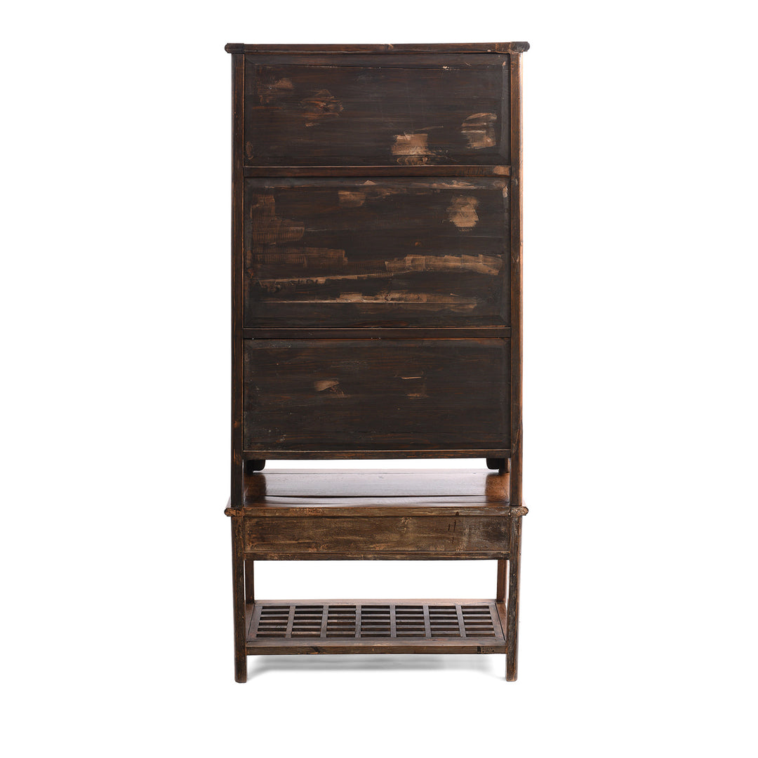 Detail From Antique Pair of Chinese Jichimu Taper Cabinets On Stand - Qing Dynasty | Indigo Antiques