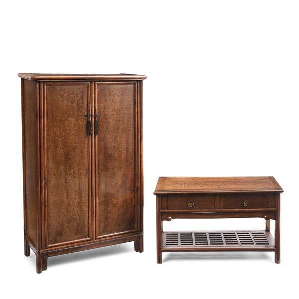 Pair of Chinese Jichimu Yuanjiaogui Cabinets On Stands - Qing Dynasty