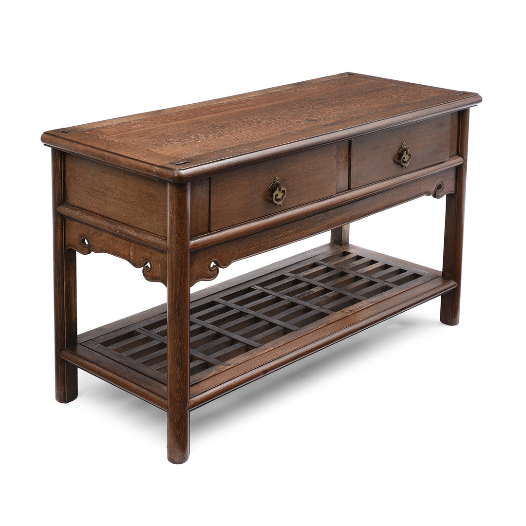 Detail From Antique Pair of Chinese Jichimu Taper Cabinets On Stand - Qing Dynasty | Indigo Antiques