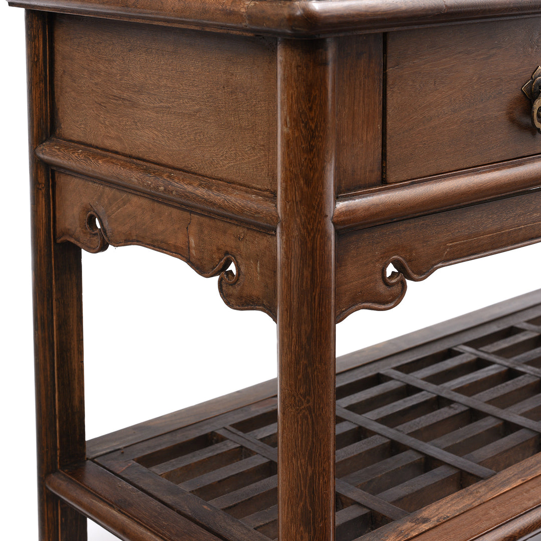 Detail From Antique Pair of Chinese Jichimu Taper Cabinets On Stand - Qing Dynasty | Indigo Antiques