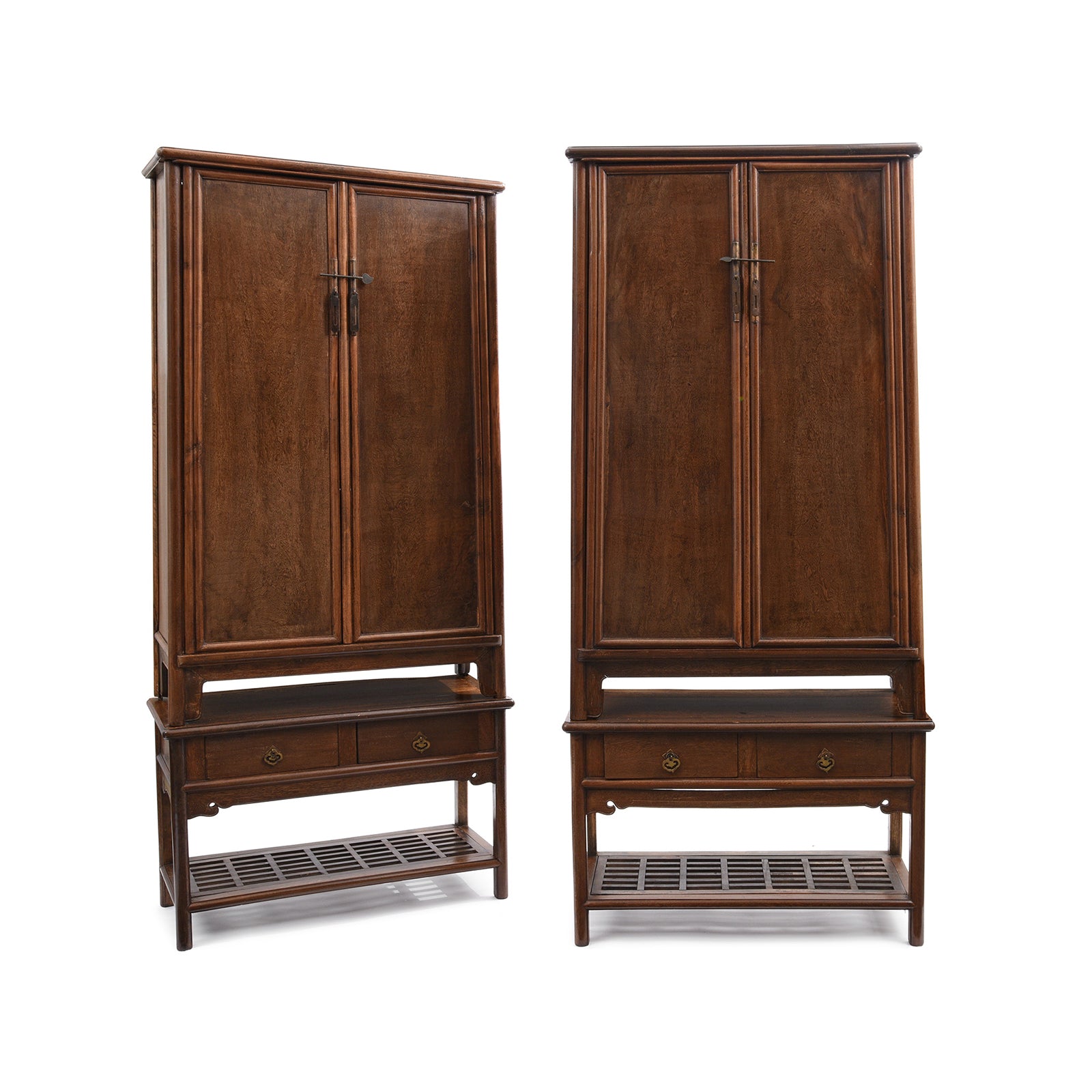 Antique Pair of Chinese Jichimu Taper Cabinets On Stand - Qing Dynasty | Indigo Antiques