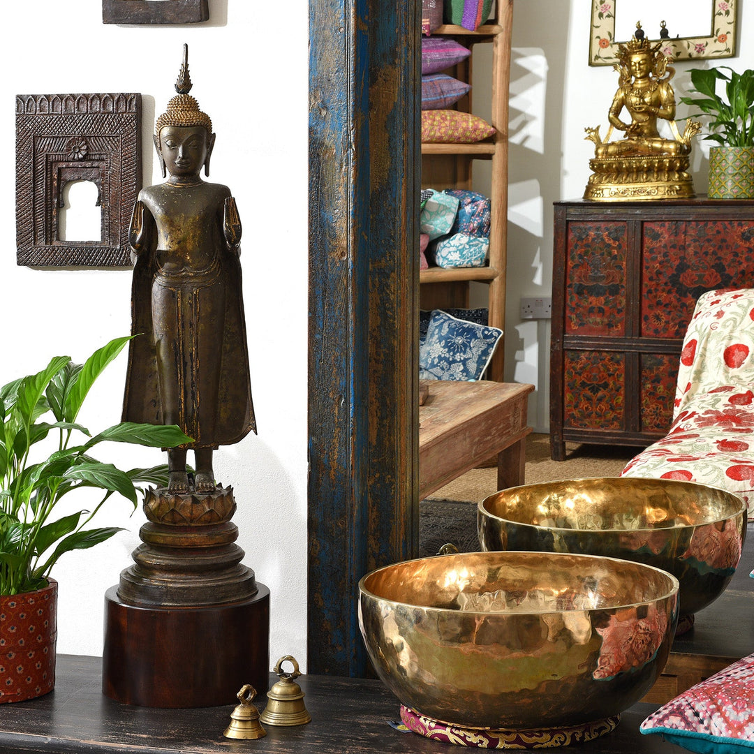 A Decorative Bronze Thai Standing Ayutthaya Buddha Among Indian Oriental Antiques| INDIGO ANTIQUES