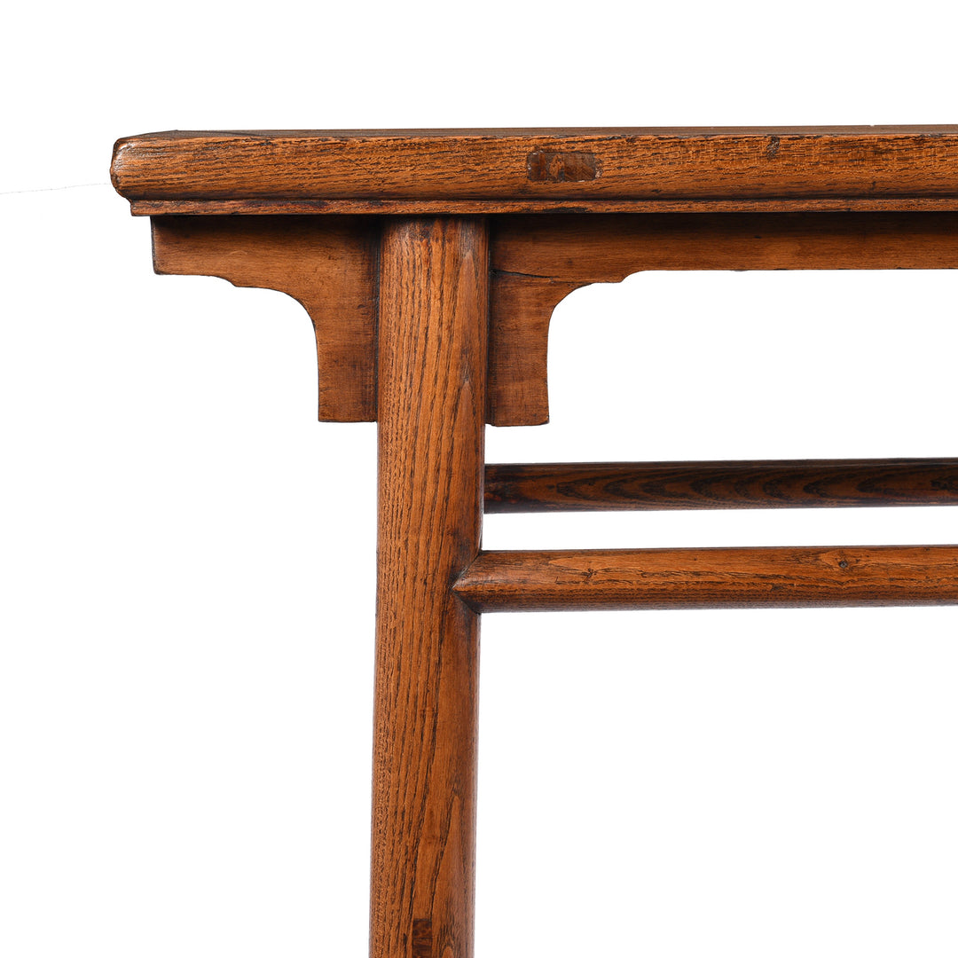 Spandrel detail of an Antique Chinese Ming Style Elm Half Table From Shanxi Province - 19th Century | Indigo Antiques