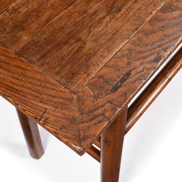 Top detail of an Antique Chinese Ming Style Elm Half Table From Shanxi Province - 19th Century | Indigo Antiques
