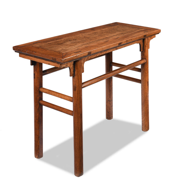 Angled View Of Antique Chinese Ming Style Elm Half Table From Shanxi Province - 19th Century | Indigo Antiques