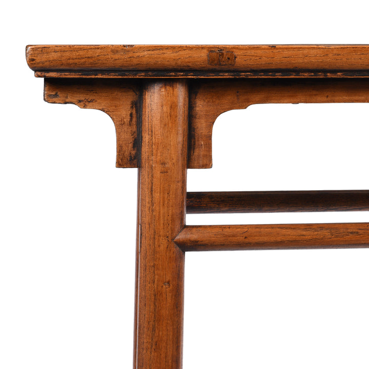 Corner Detail From Antique Chinese Ming Style Elm Half Table From Shanxi Province - 19th Century | Indigo Antiques
