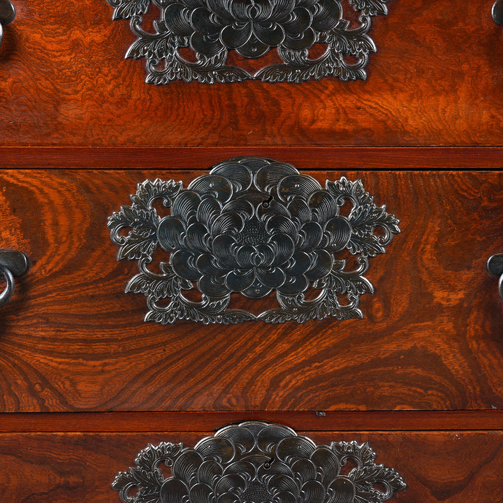 Metalwork Detail From Antique Keyaki Kasane Dansu from Sendai Province, Japan - Late 19thC (Meiji) | Indigo Antiques