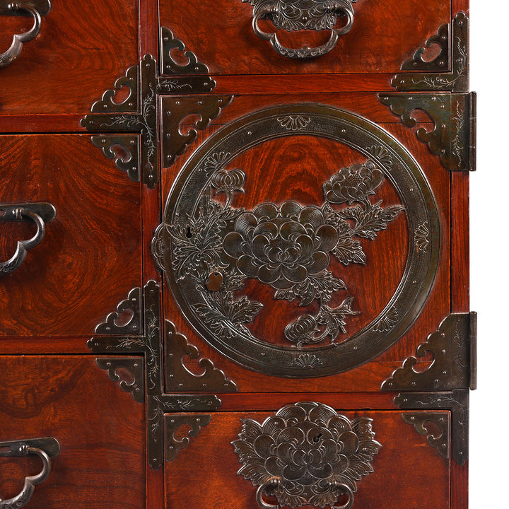 Detail From Antique Keyaki Kasane Dansu from Sendai Province, Japan - Late 19thC (Meiji) | Indigo Antiques