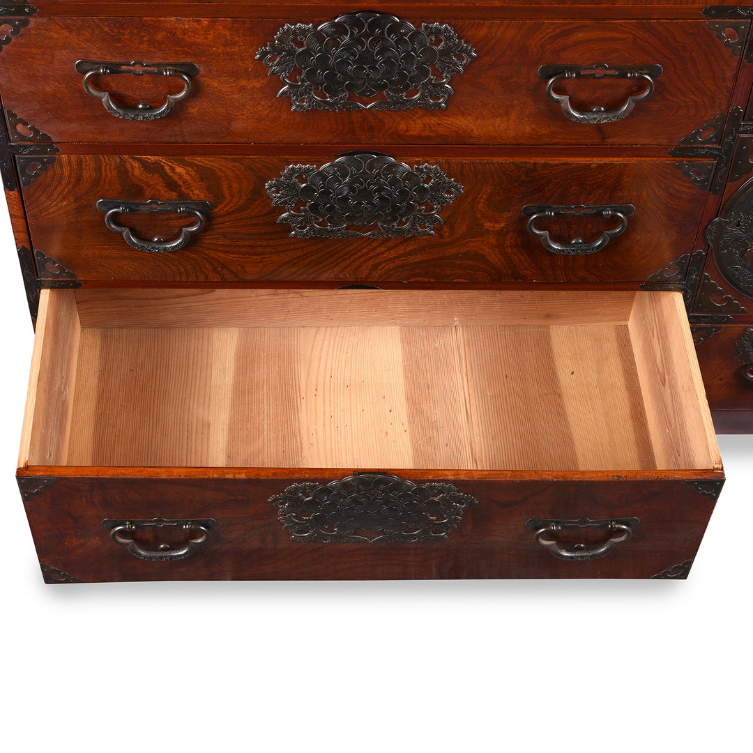 Drawer Detail From Antique Keyaki Kasane Dansu from Sendai Province, Japan - Late 19thC (Meiji) | Indigo Antiques
