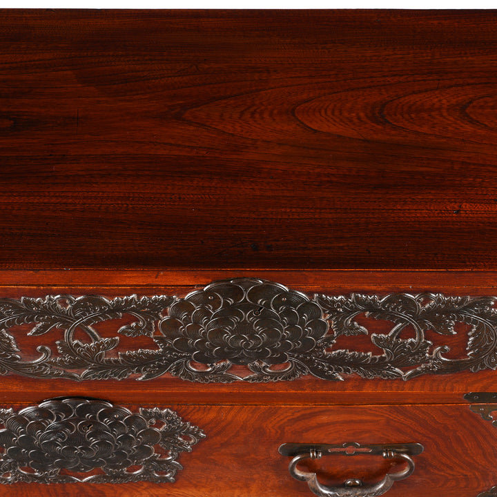 Surface Top Detail From Antique Keyaki Kasane Dansu from Sendai Province, Japan - Late 19thC (Meiji) | Indigo Antiques