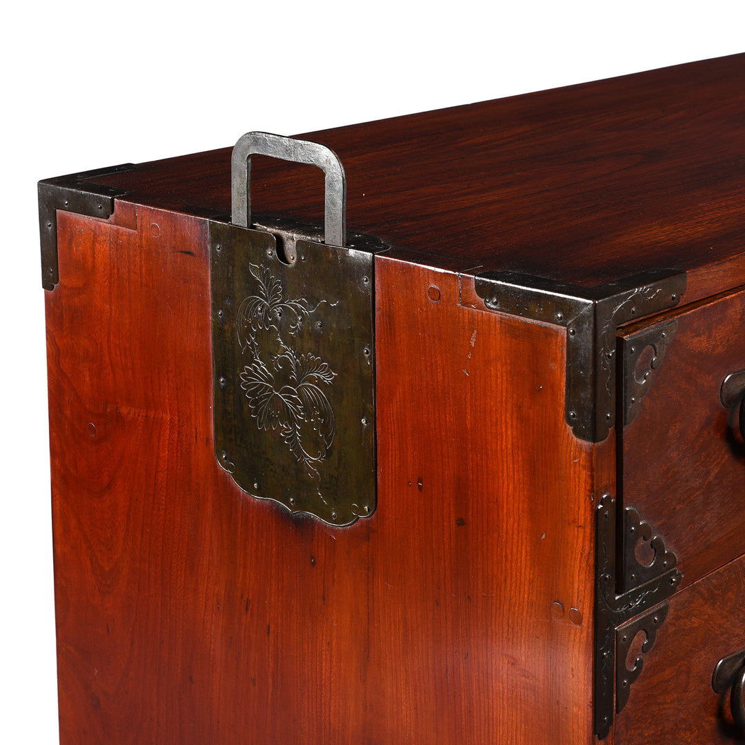 Detail From Antique Keyaki Kasane Dansu from Sendai Province, Japan - Late 19thC (Meiji) | Indigo Antiques