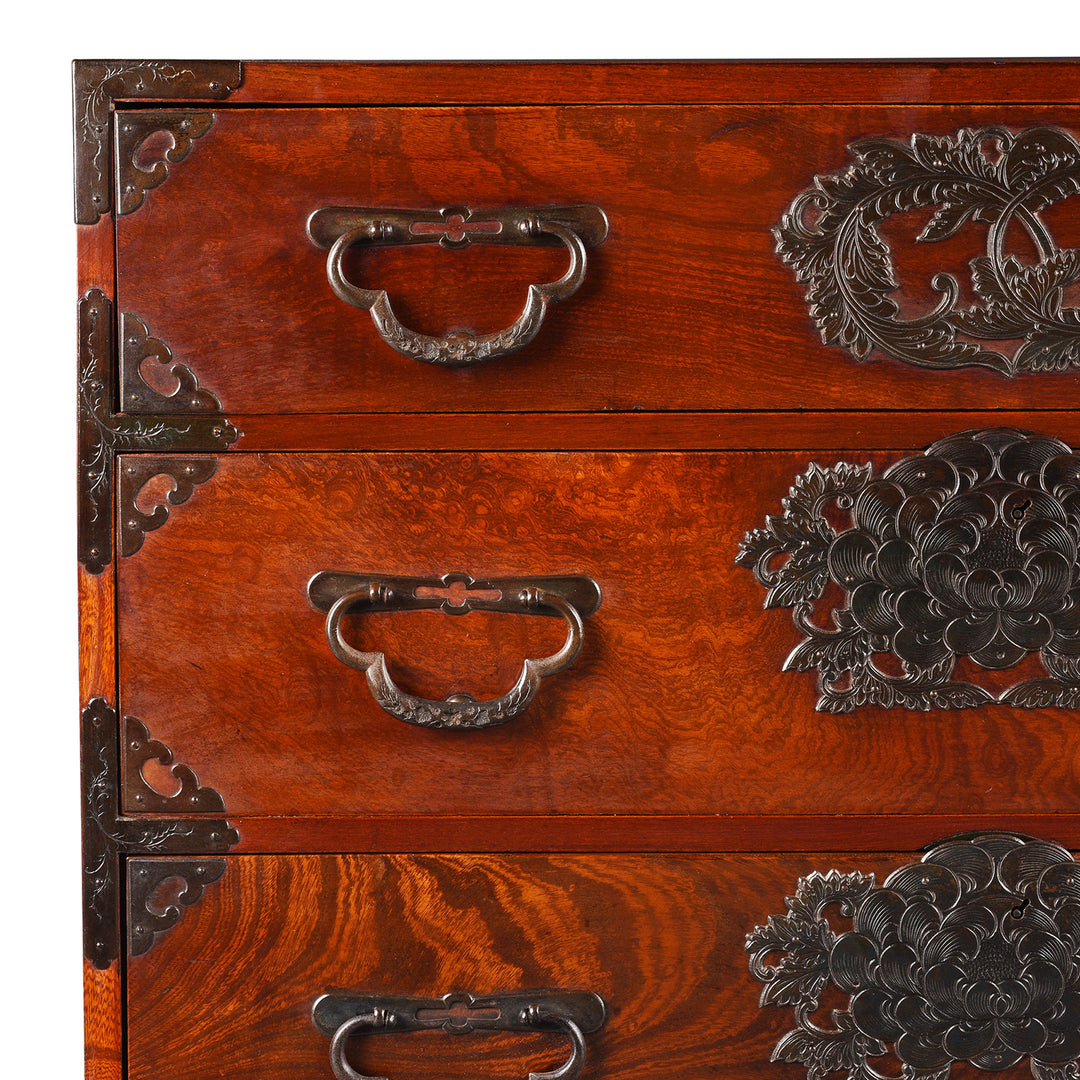 Detail From Antique Keyaki Kasane Dansu from Sendai Province, Japan - Late 19thC (Meiji) | Indigo Antiques