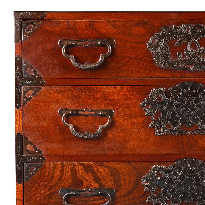 Detail From Antique Keyaki Kasane Dansu from Sendai Province, Japan - Late 19thC (Meiji) | Indigo Antiques