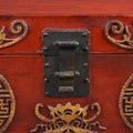 Red Leather Parcel Gilt Trunk from Shanghai - Late 19th Century