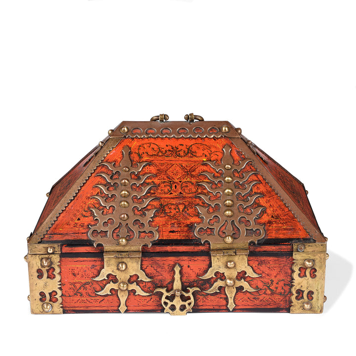 Back etail of an Antique Painted South Indian Malabar Betel Nut Box From Kerala - Ca 1910 | Indigo Antiques