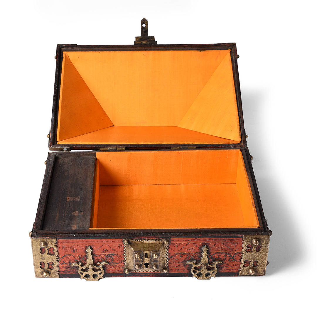Interior Detail of an Antique Painted South Indian Malabar Betel Nut Box From Kerala - Ca 1910 | Indigo Antiques