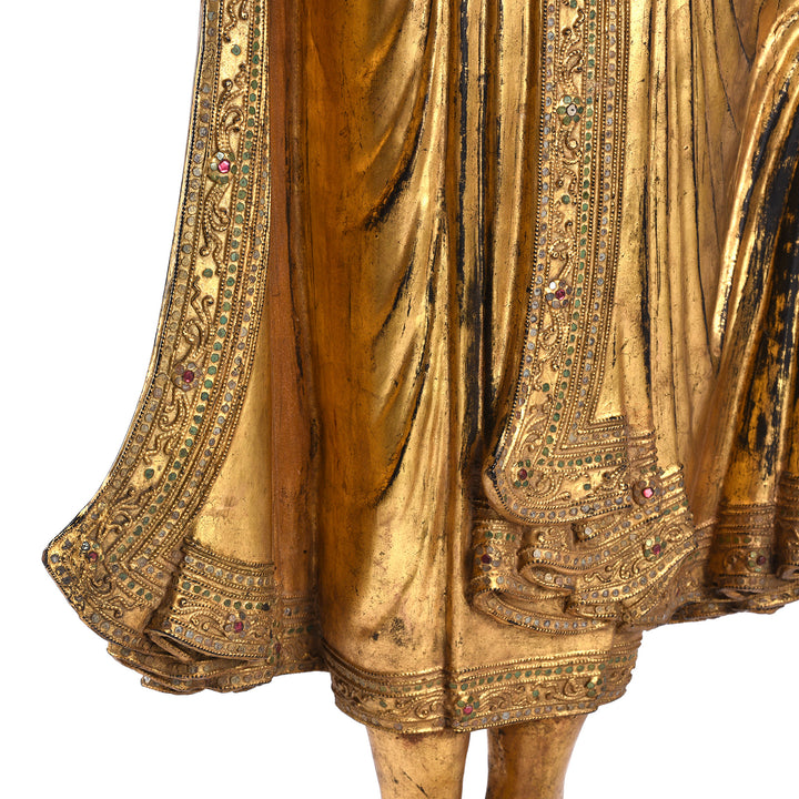 Detailing From Gilded Teak Burmese Standing Buddha - Early 20thC | Indigo Antiques