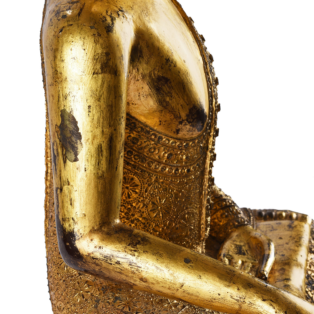 Detail From Antique Thai Gilt Bronze Rattanakosin Sitting Buddha Statue - 19th Century | Indigo Antiques