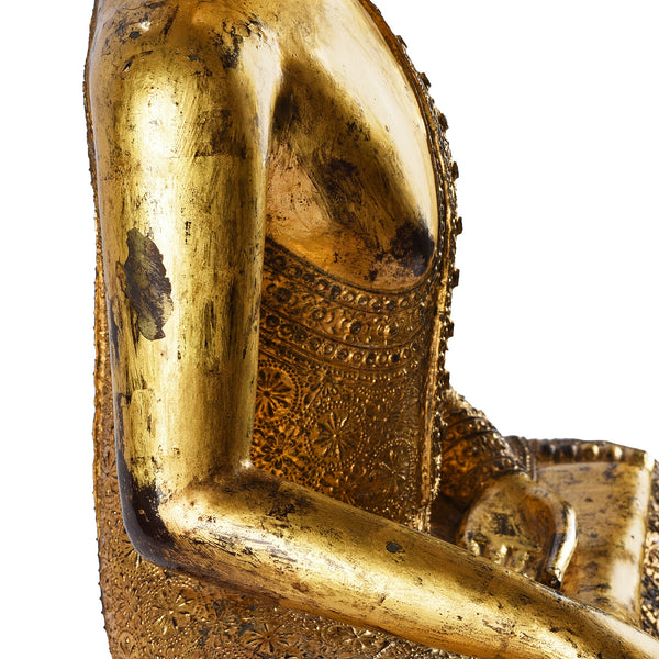 Large Thai Gilt Rattanakosin Sitting Buddha Statue - 19th Century