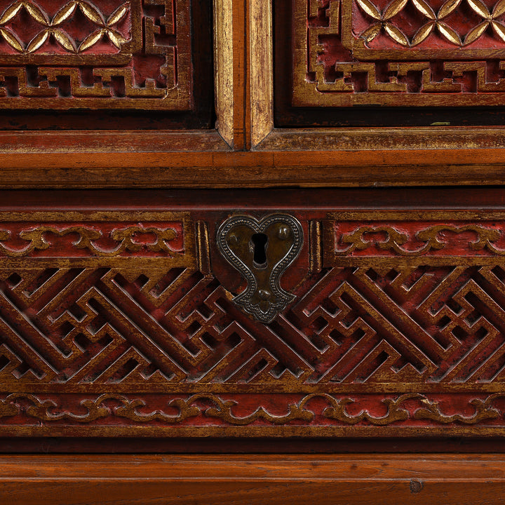 Lock Detail From Antique Painted Indonesian Chest - 19th Century | Indigo Antiques