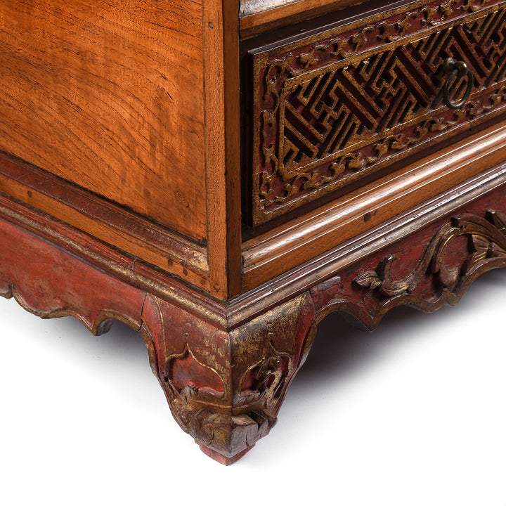 Angled Detail From Antique Painted Indonesian Chest - 19th Century | Indigo Antiques