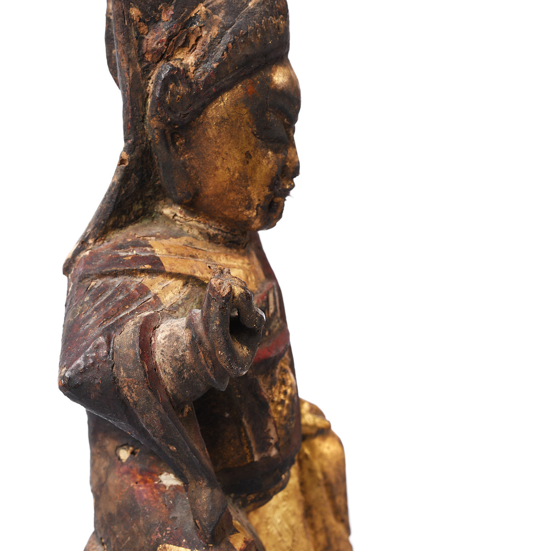 Hand Detail From an Antique Chinese Qing Dynasty Guan Yu Figure - 18th Century Indigo Antiques