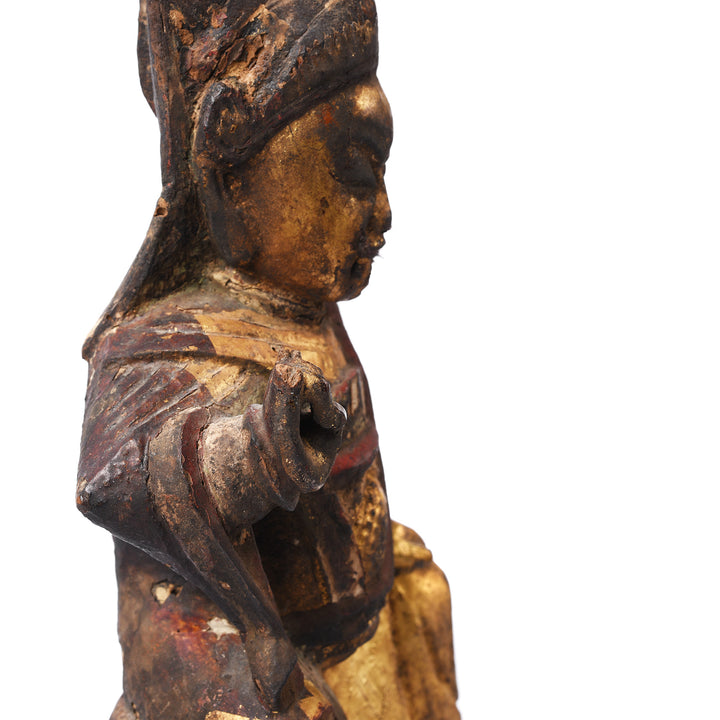 Hand Detail From an Antique Chinese Qing Dynasty Guan Yu Figure - 18th Century Indigo Antiques