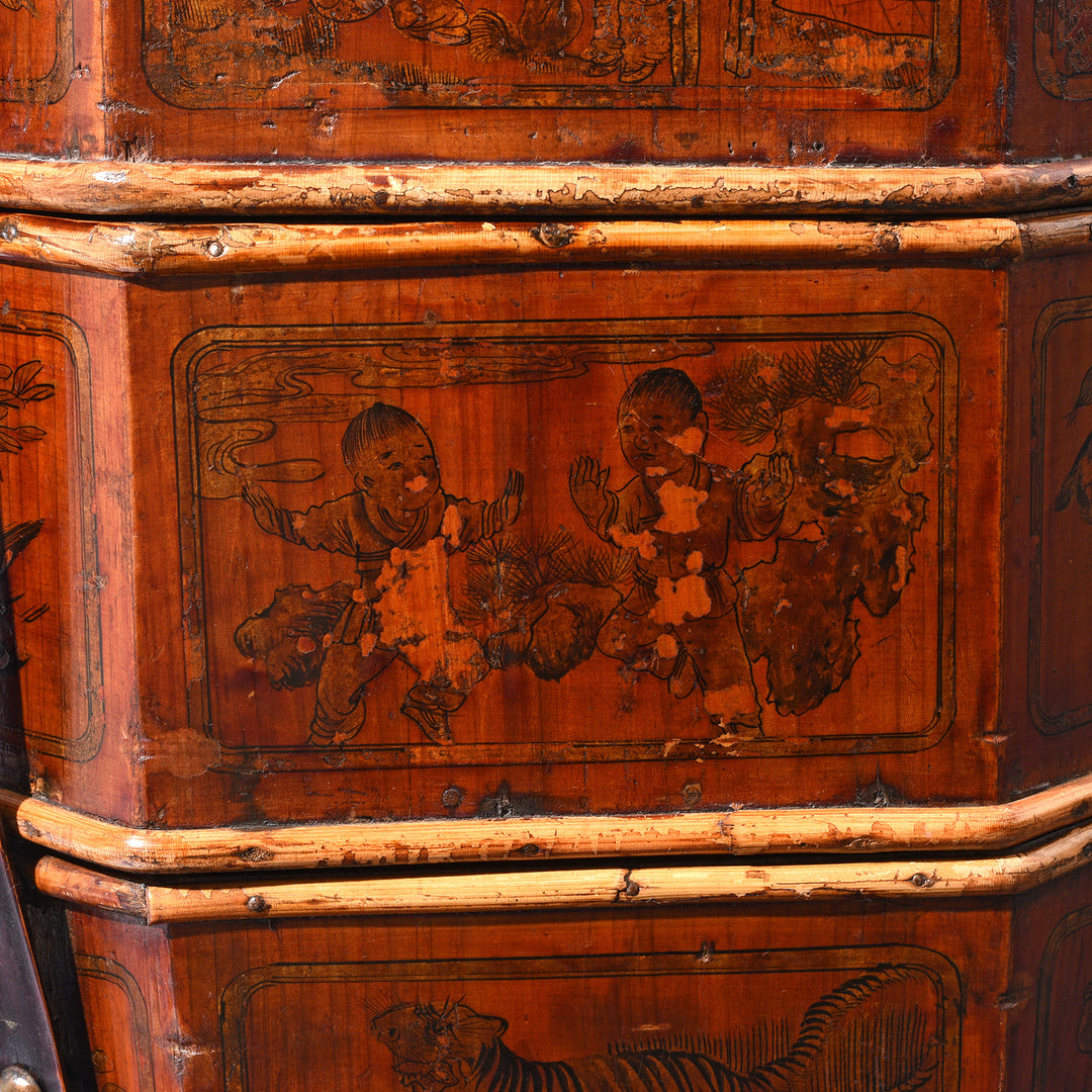 Detail From Antique Pair of Chinese Wedding Baskets from Shanxi - ca 1920 | Indigo Antiques