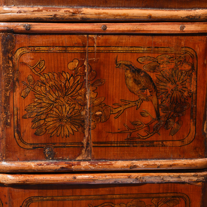 Detail From Antique Pair of Chinese Wedding Baskets from Shanxi - ca 1920 | Indigo Antiques