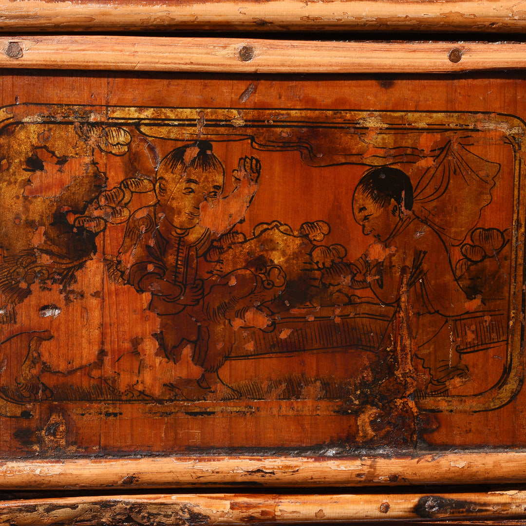 Detail From Antique Pair of Chinese Wedding Baskets from Shanxi - ca 1920 | Indigo Antiques