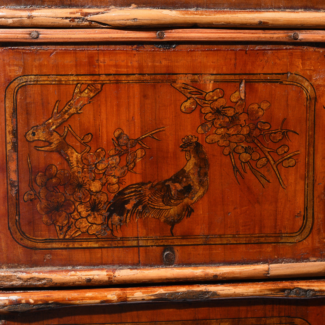 Detail From Antique Pair of Chinese Wedding Baskets from Shanxi - ca 1920 | Indigo Antiques