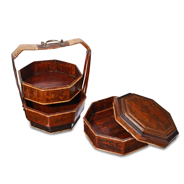 Pair of Chinese Wedding Baskets from Shanxi ca 1920 Indigo Antiques