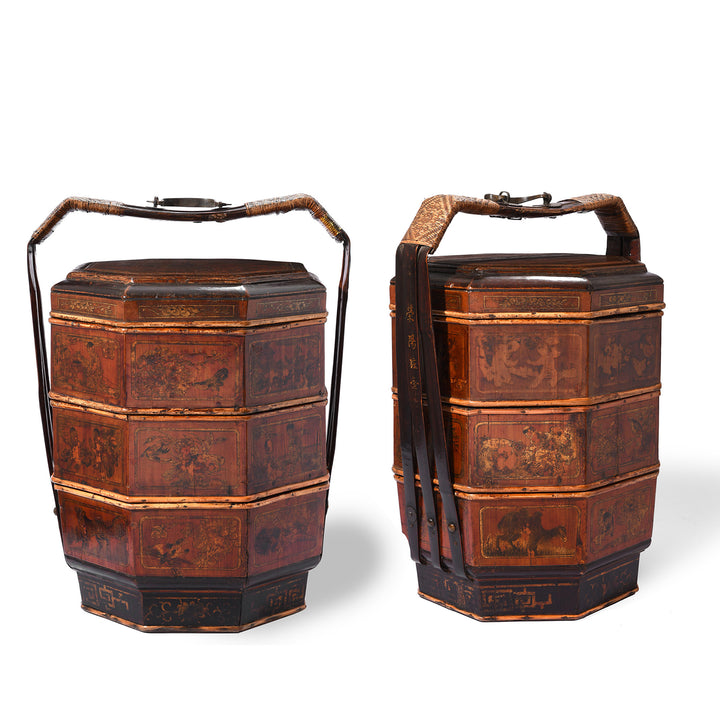 Antique Pair of Chinese Wedding Baskets from South China - ca 1920 | Indigo Antiques