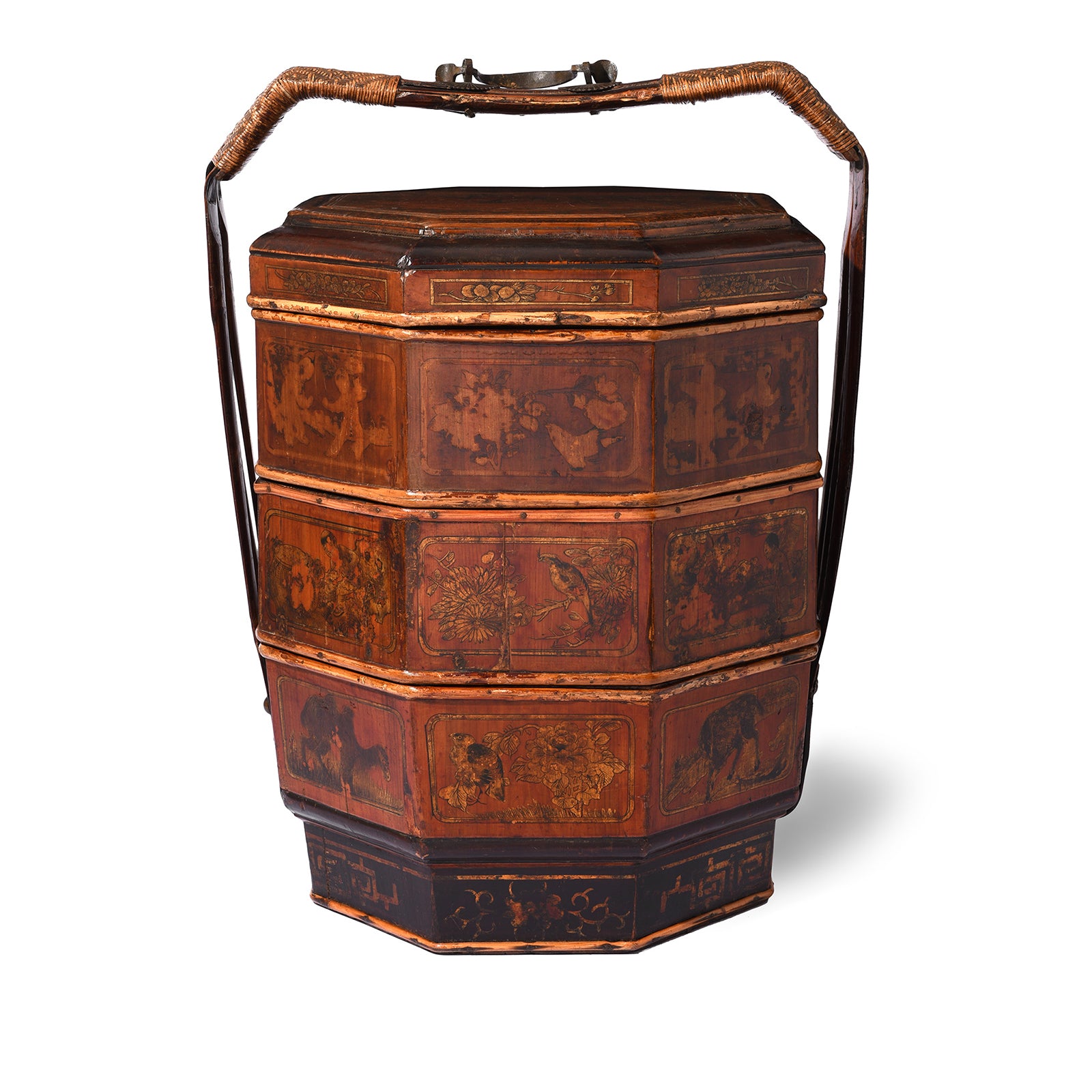 Pair of Chinese Wedding Baskets from Shanxi ca 1920 Indigo Antiques