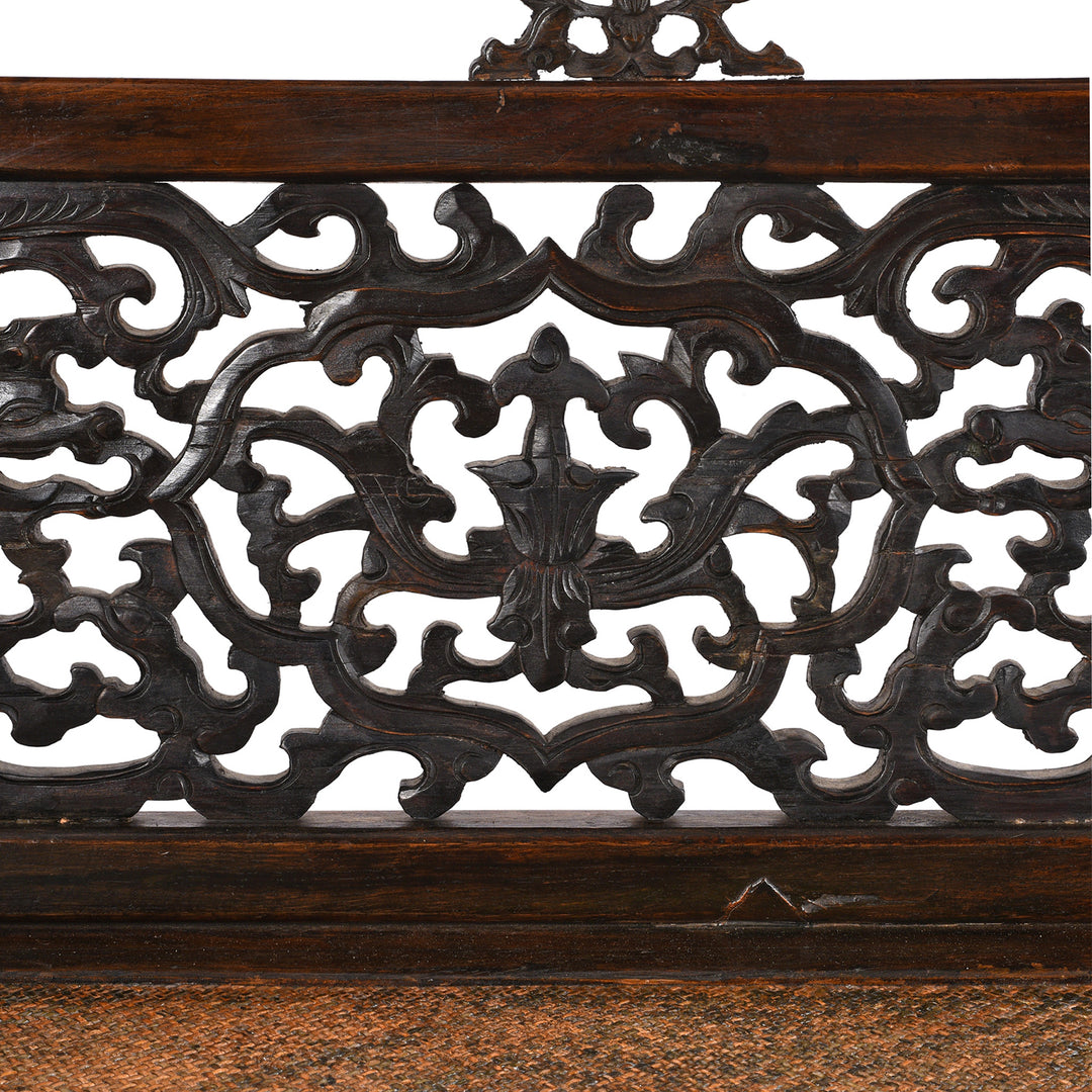 Detail From Antique Chinese Caned Bench Qing Dynasty - Ca 1910 | Indigo Antiques