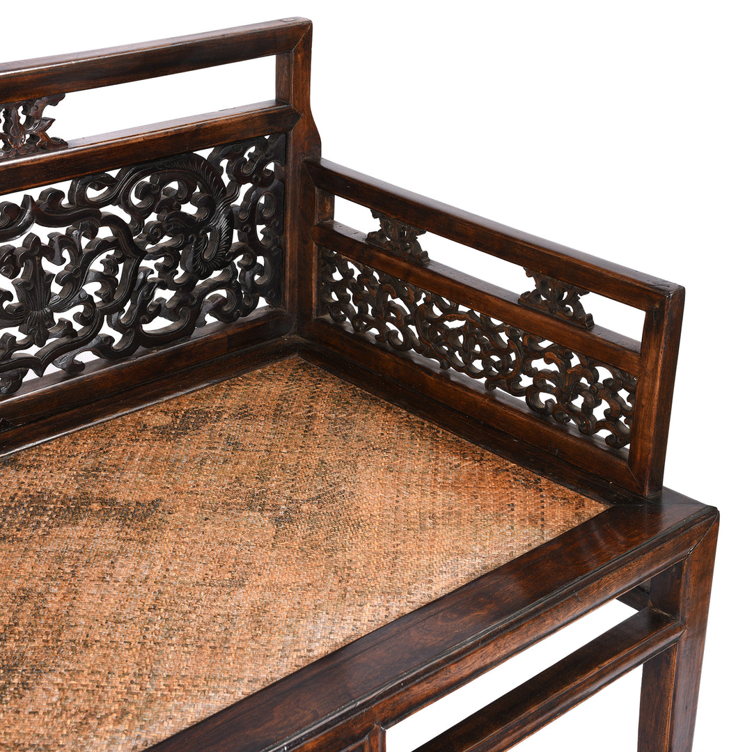 Detail From Antique Chinese Caned Bench Qing Dynasty - Ca 1910 | Indigo Antiques